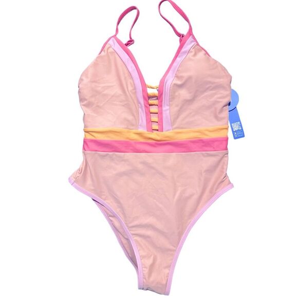 NWT CUPSHE Kierra Color Block Strappy One Piece Swimsuit - Picture 5 of 5
